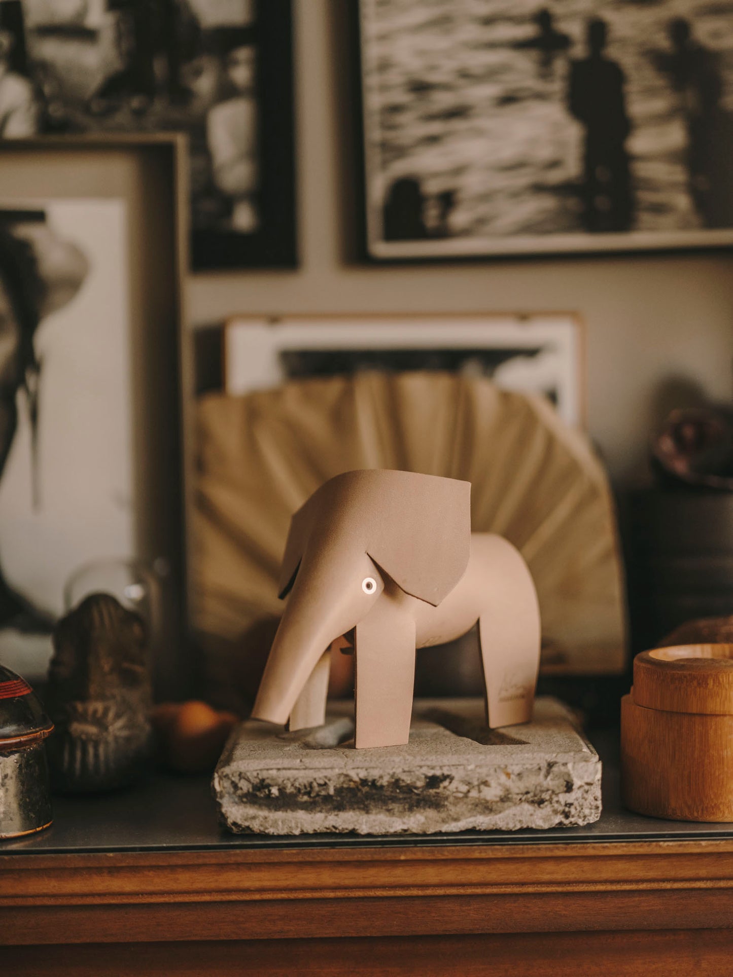 ELEFANTA MARIA S - Elephant Leather Sculpture by Antoni Arola