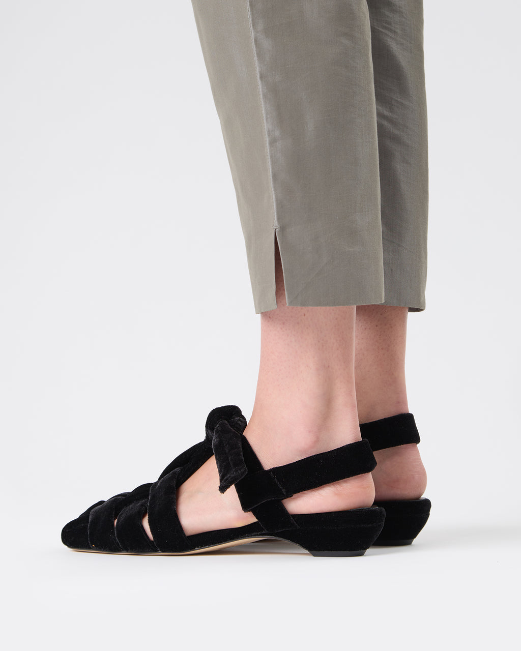 BENA MID VELVET - Interwoven Knotted T-Bar Heeled Sandal