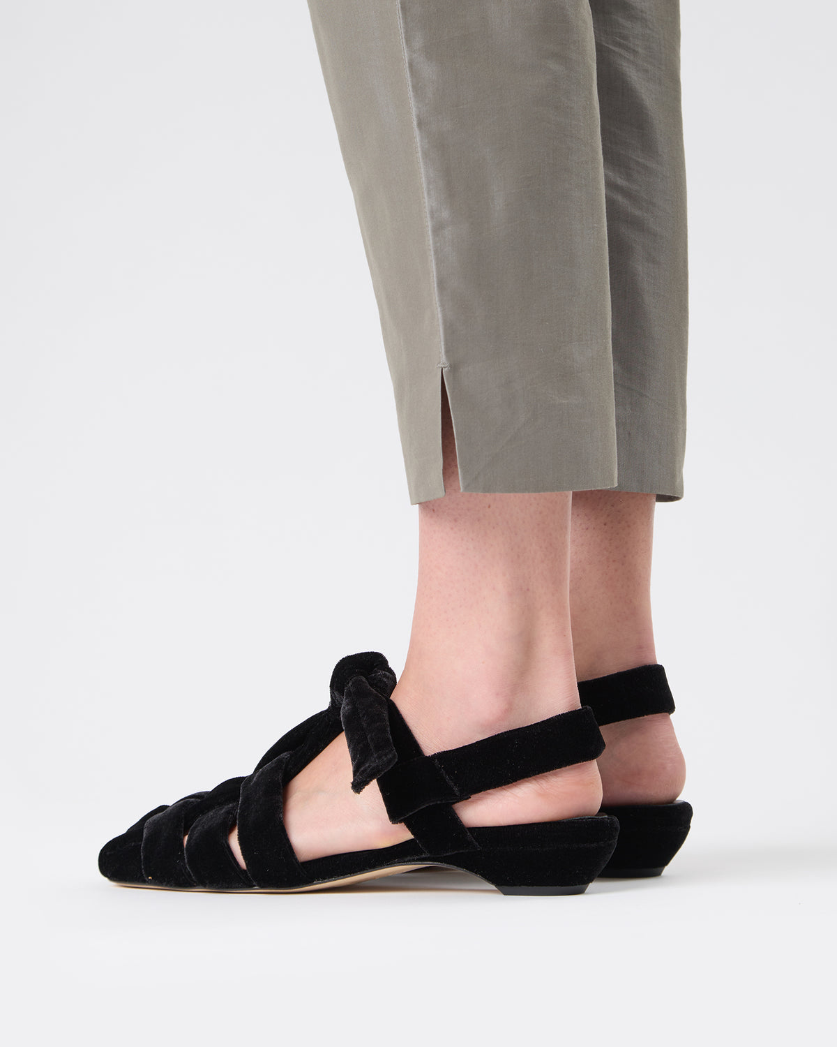 BENA MID VELVET - Interwoven Knotted T-Bar Heeled Sandal
