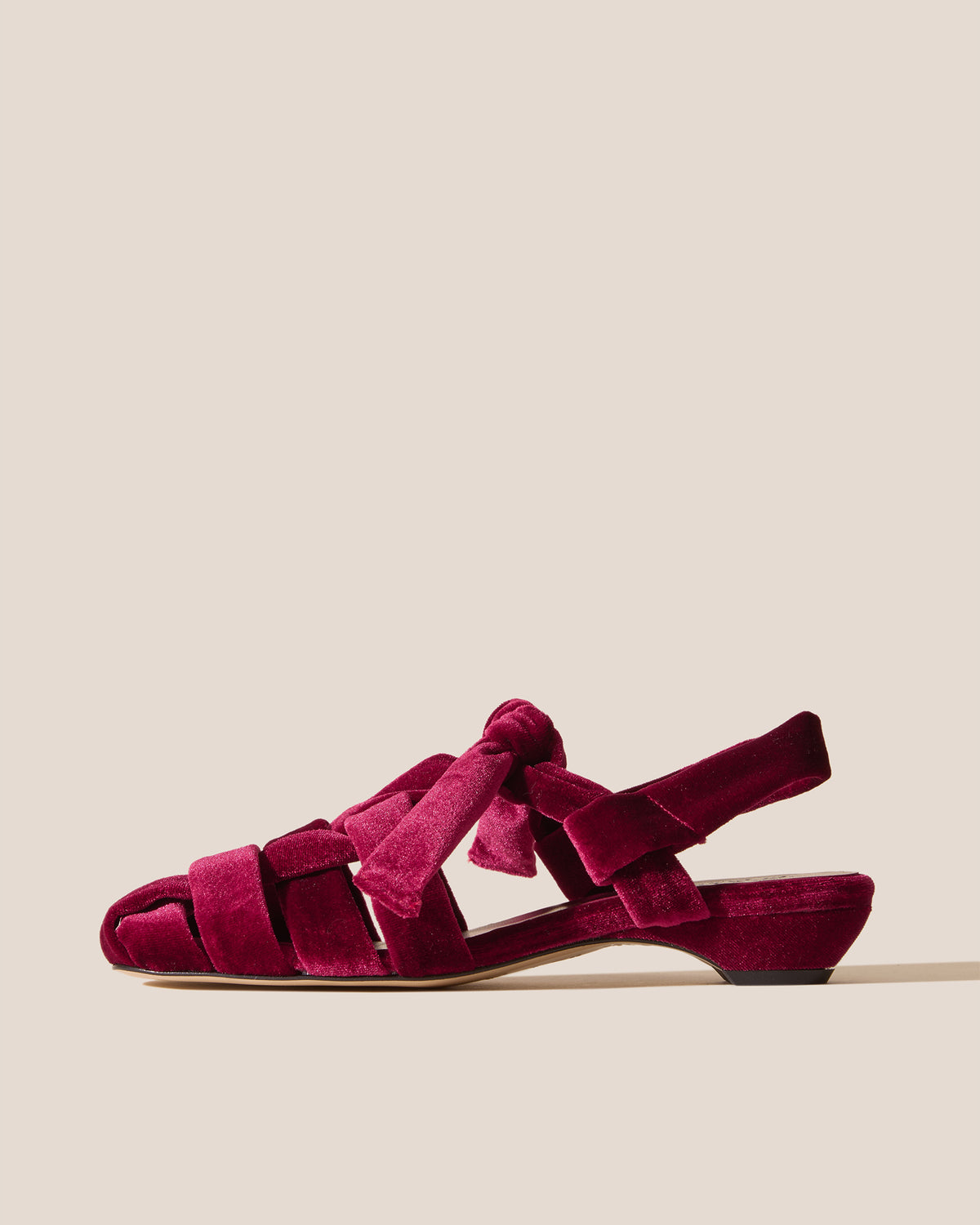 BENA MID VELVET - Interwoven Knotted T-Bar Heeled Sandal