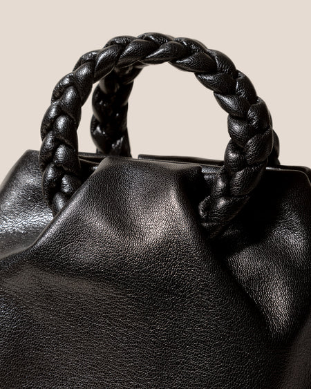BOMBON M SUPPLE SHINY - Medium Plaited-handle Leather Handbag