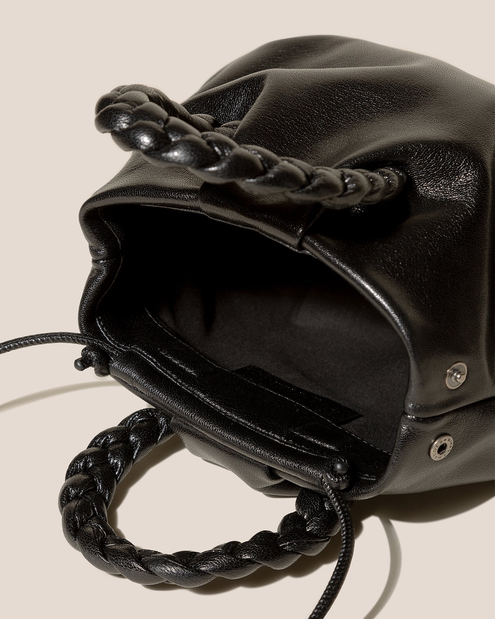 BOMBON M SUPPLE SHINY - Medium Plaited-handle Leather Handbag