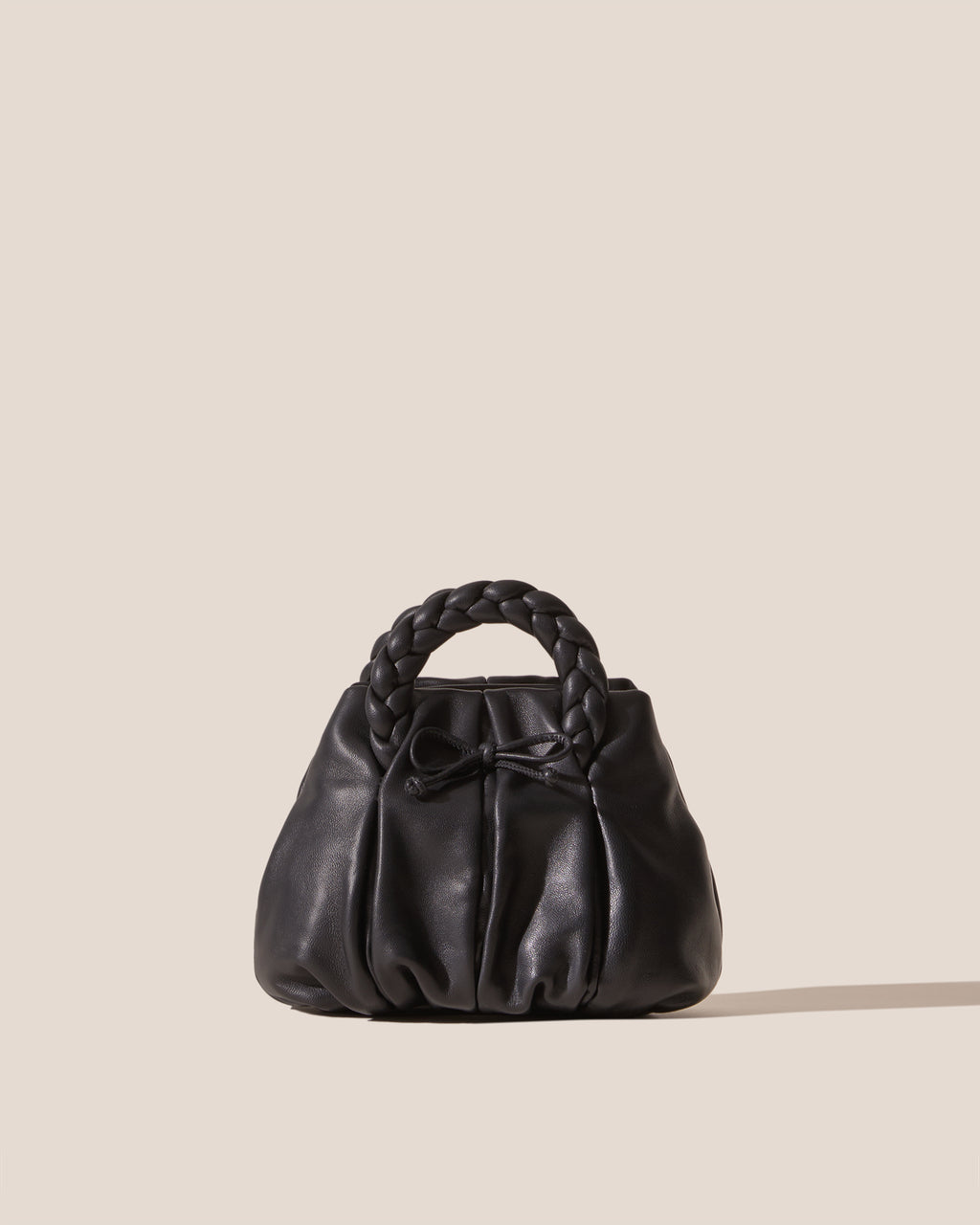 BOMBON BOW - Plaited-handle Leather Handbag
