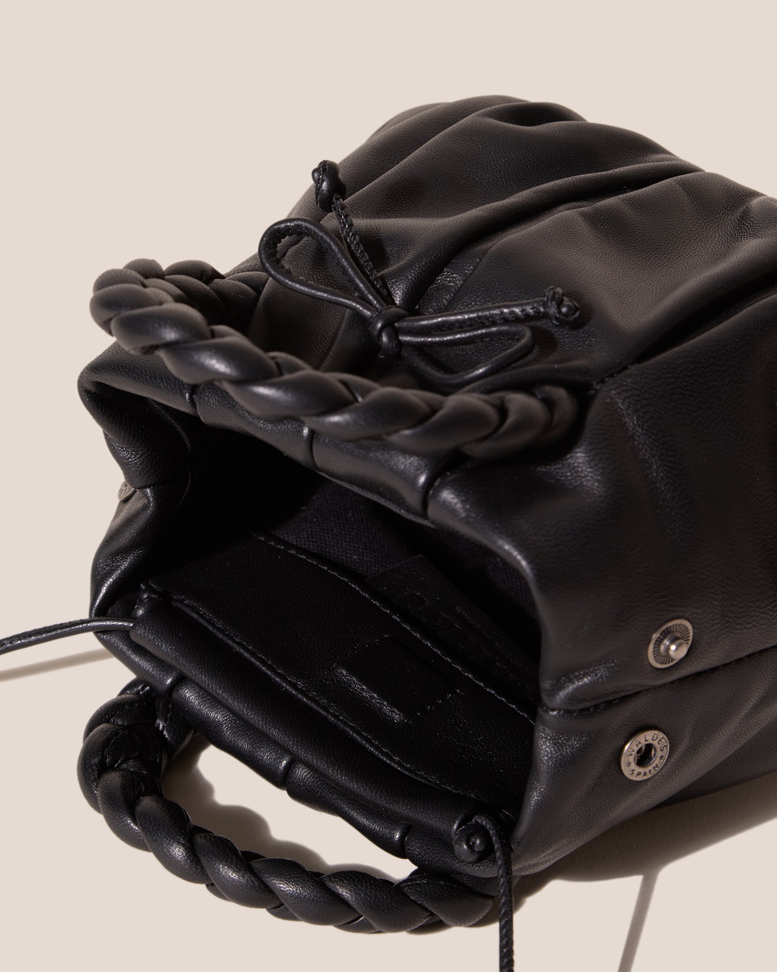 BOMBON BOW - Plaited-handle Leather Handbag