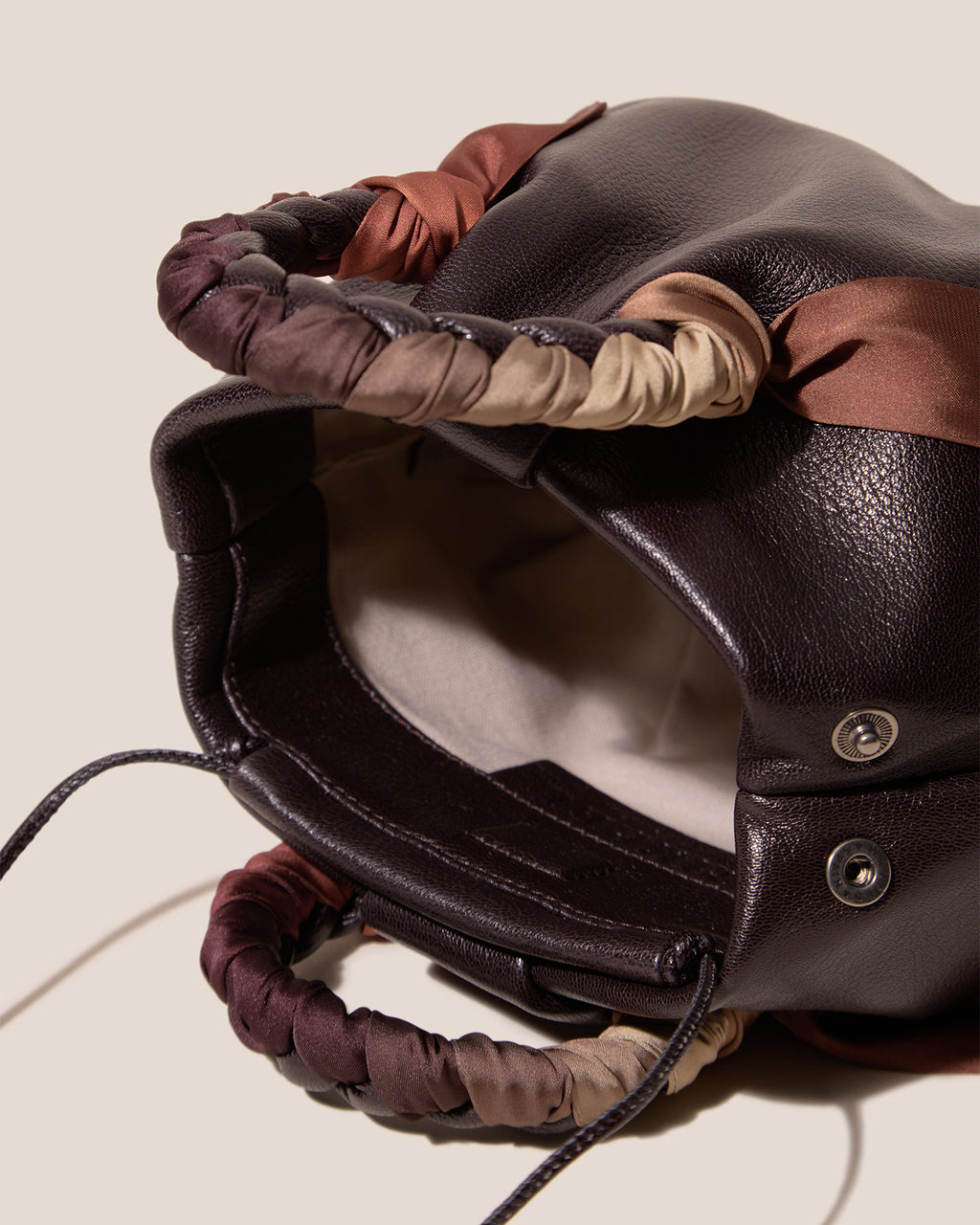 BOMBON FOULARD - Plaited-handle Leather Handbag