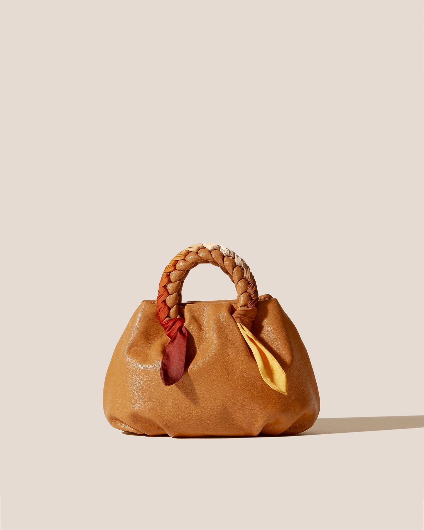 BOMBON FOULARD - Plaited-handle Leather Handbag