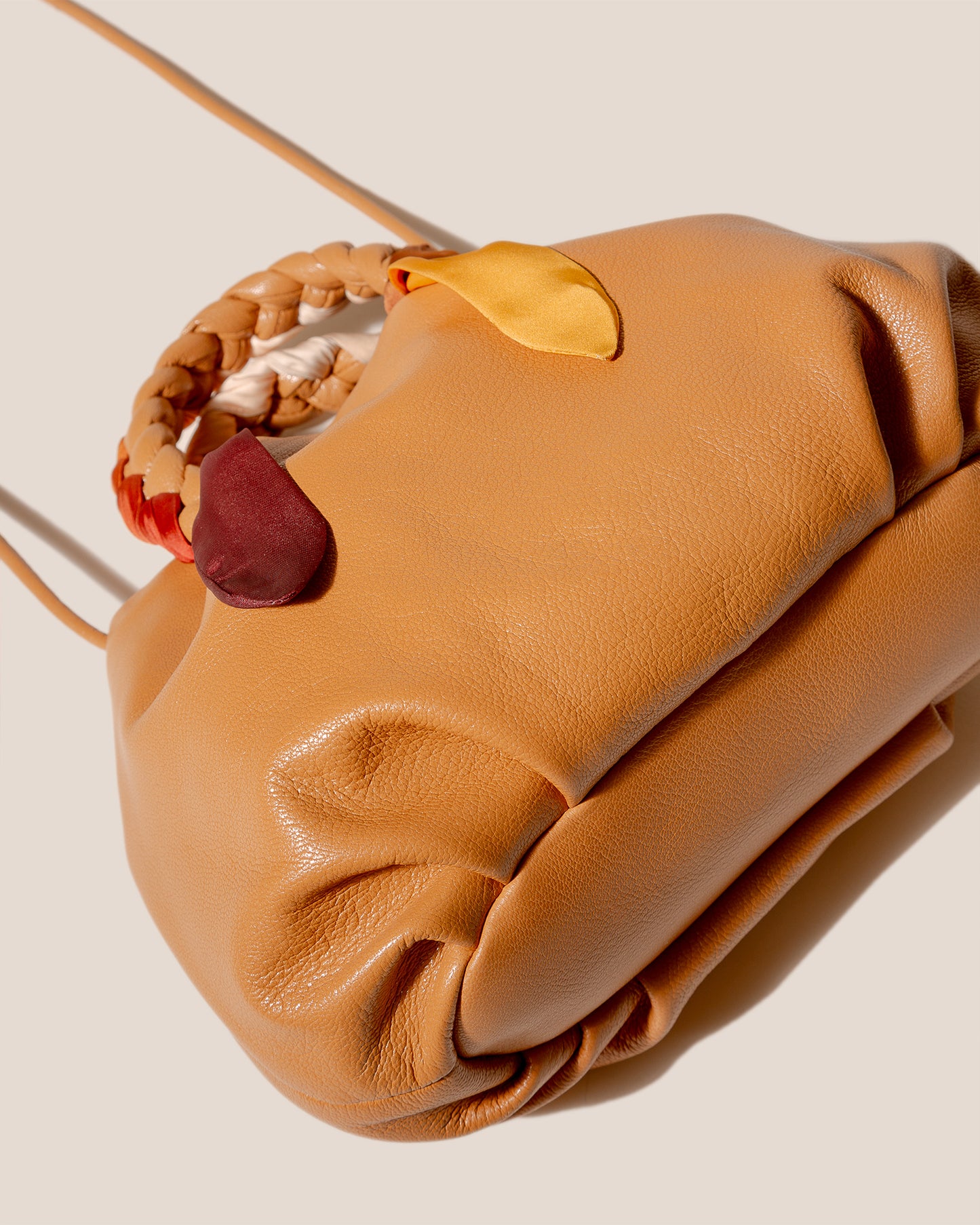 BOMBON FOULARD - Plaited-handle Leather Handbag