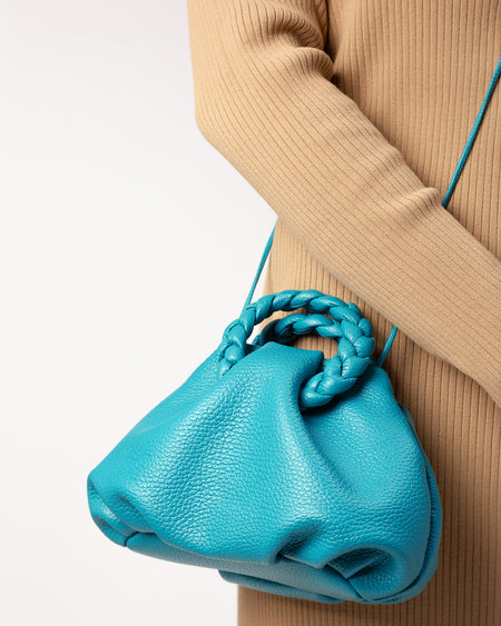 BOMBON GRAINY - Plaited-handle Leather Handbag
