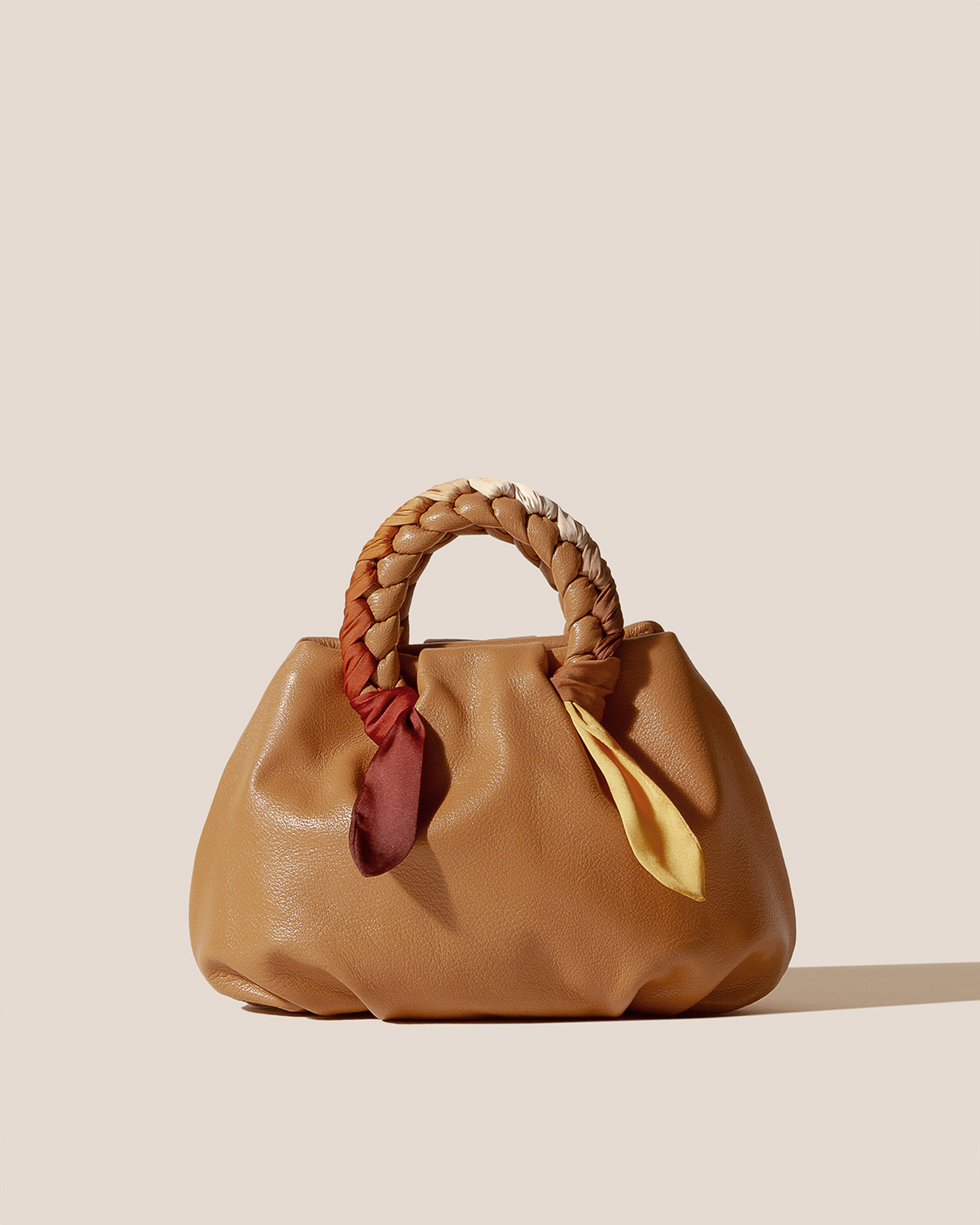 BOMBON M FOULARD - Medium Plaited-handle Leather Handbag