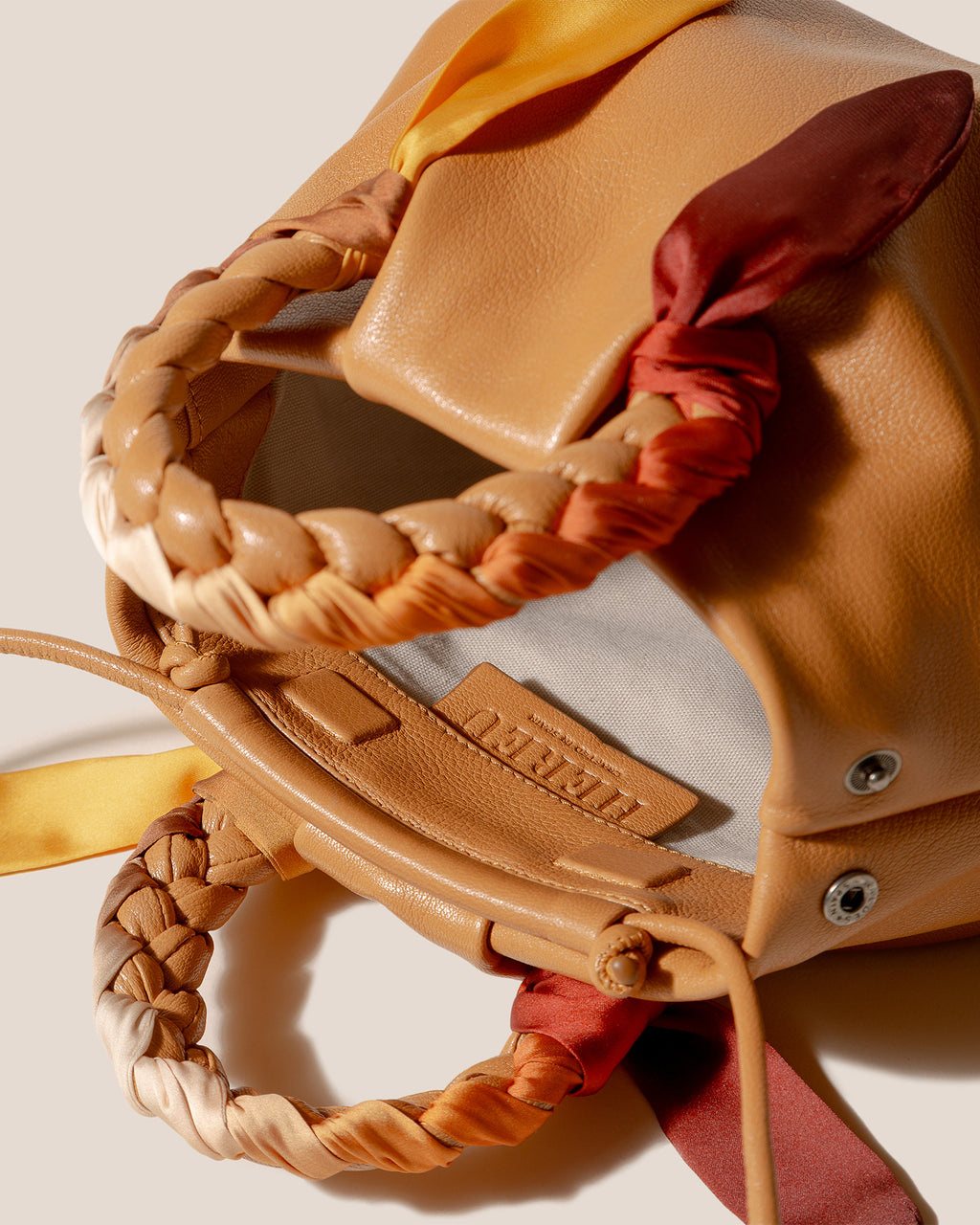 BOMBON M FOULARD - Medium Plaited-handle Leather Handbag