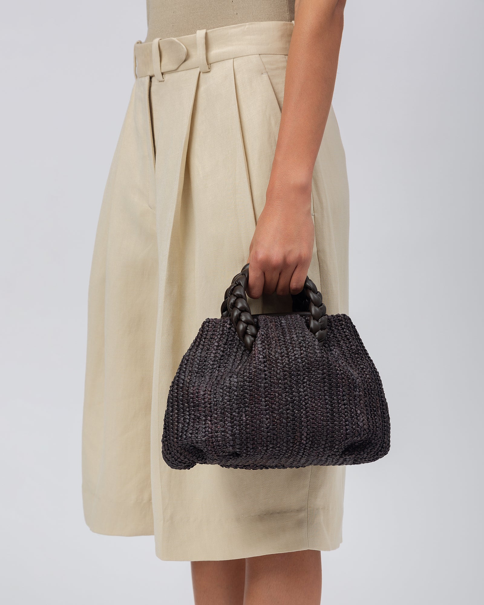 BOMBON M RAFFIA - Medium Plaited-handle Raffia Handbag