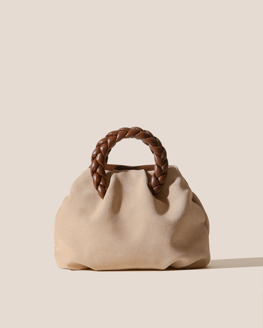 BOMBON M SUEDE - Medium Plaited-handle Leather Handbag