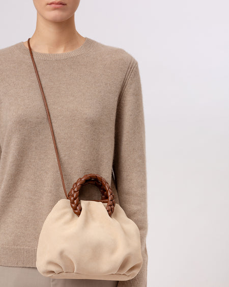 BOMBON M SUEDE - Medium Plaited-handle Leather Handbag
