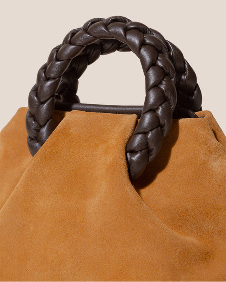 BOMBON M SUEDE - Medium Plaited-handle Leather Handbag