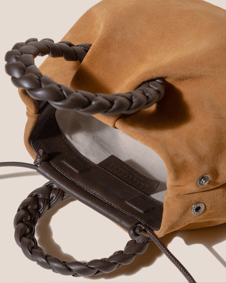 BOMBON M SUEDE - Medium Plaited-handle Leather Handbag