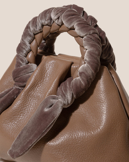BOMBON VELVET FOULARD - Plaited-handle Leather Handbag