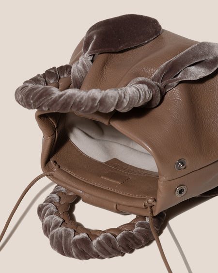 BOMBON VELVET FOULARD - Plaited-handle Leather Handbag
