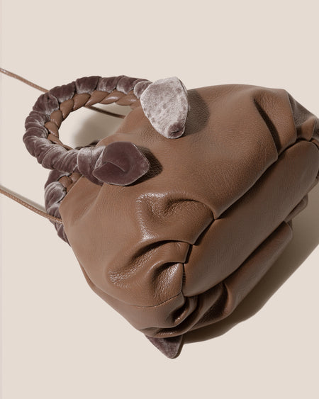 BOMBON VELVET FOULARD - Plaited-handle Leather Handbag