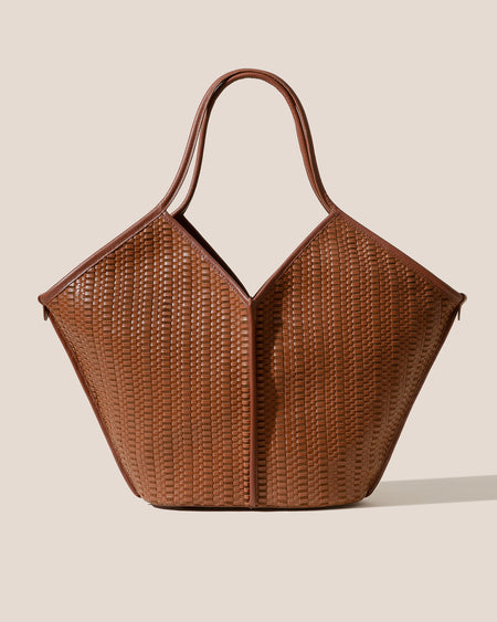 CALELLA WOVEN - Leather-trimmed Tote Bag