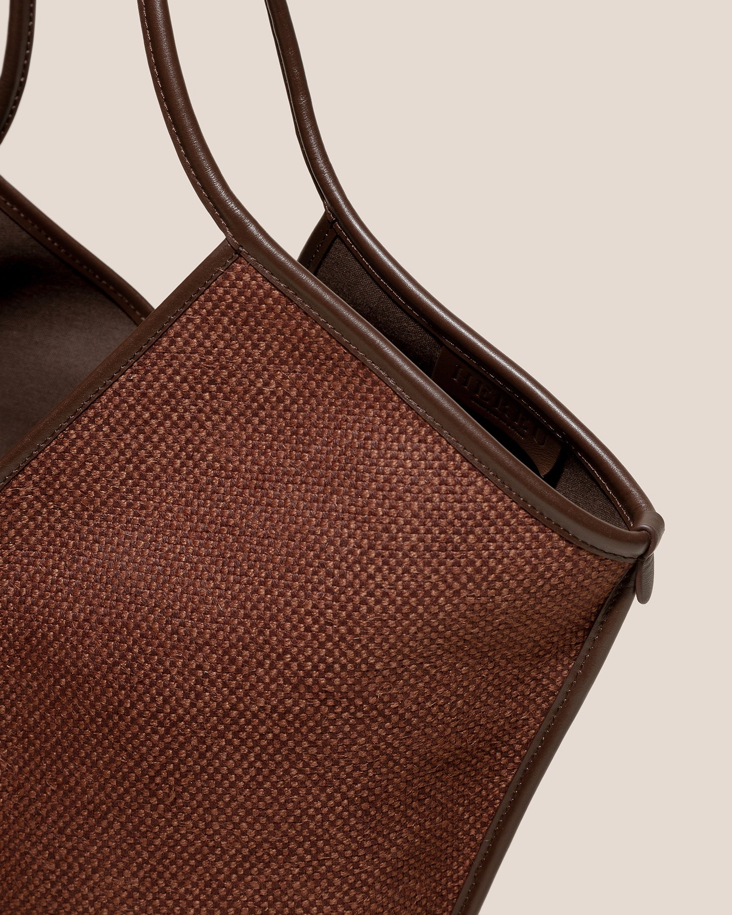 CALELLA WINTER - Leather-trimmed Organic Cotton Tote Bag