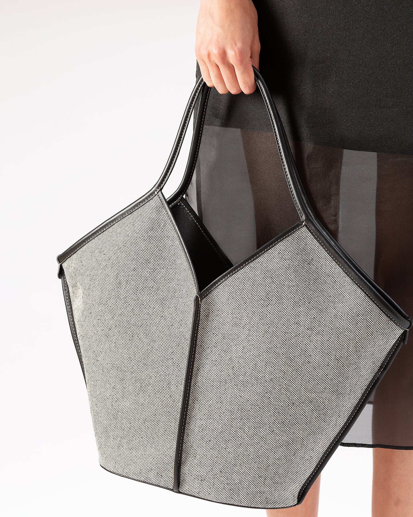 CALELLA FABRIC - Leather-trimmed Canvas Tote Bag