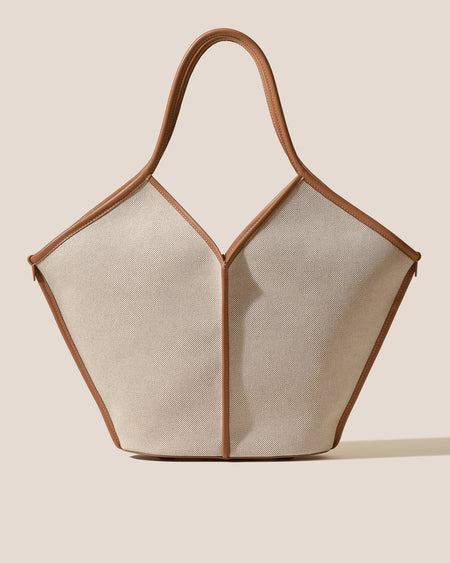 CALELLA FABRIC - Leather-trimmed Canvas Tote Bag