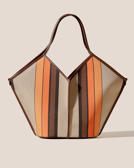 CALELLA STRIPED - Leather-trimmed Tote Bag