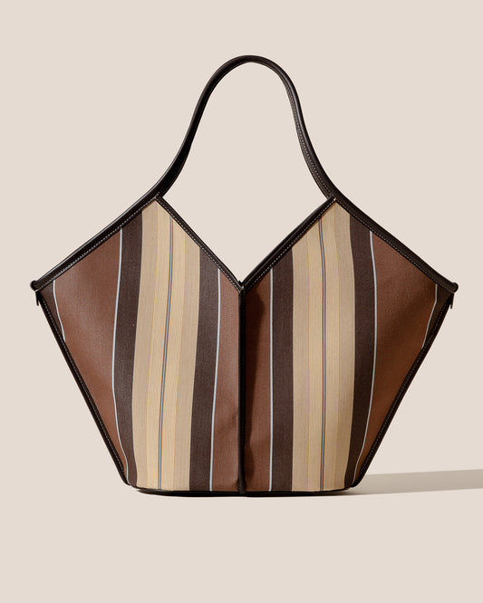 CALELLA STRIPED - Leather-trimmed Tote Bag