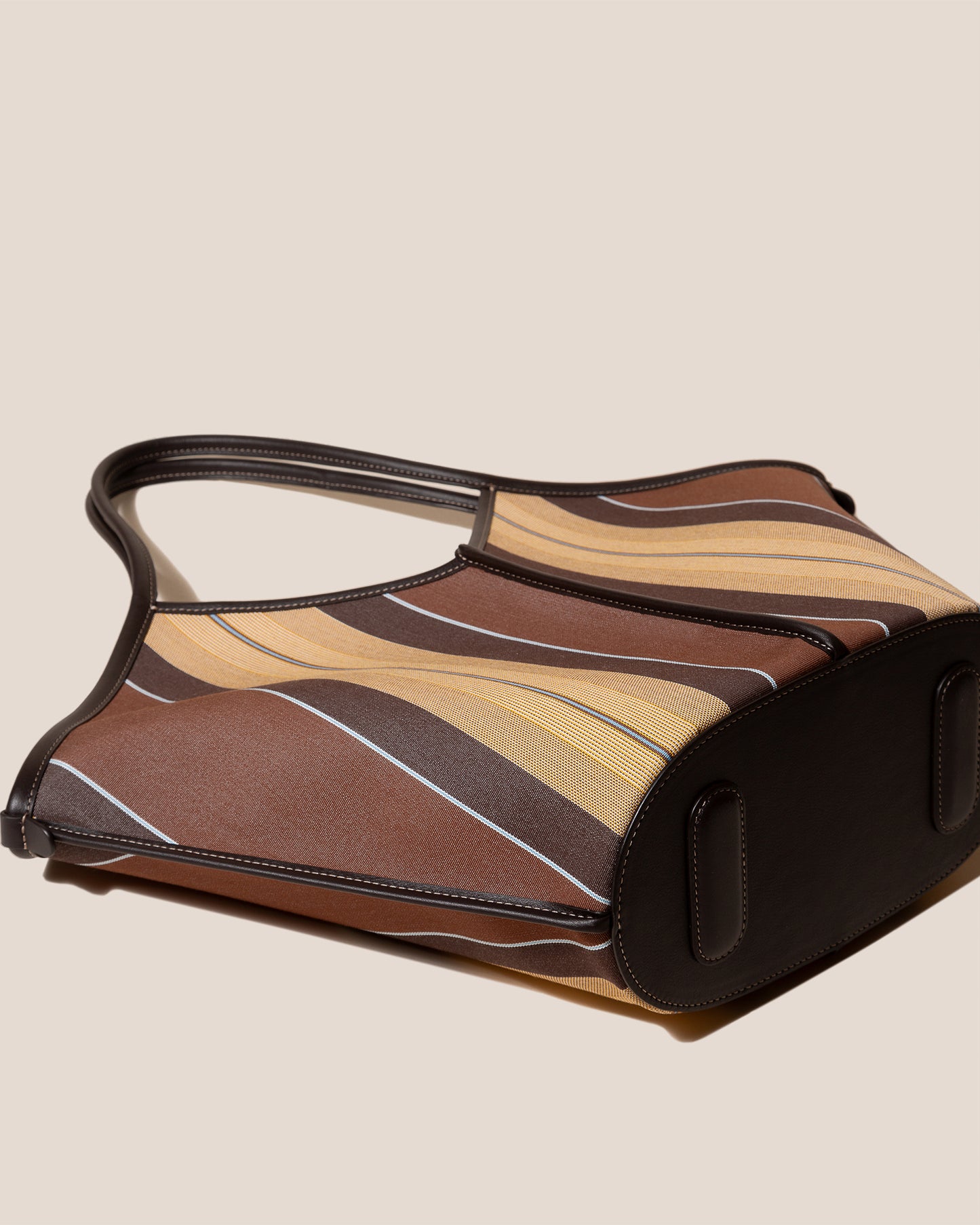 CALELLA STRIPED - Leather-trimmed Tote Bag