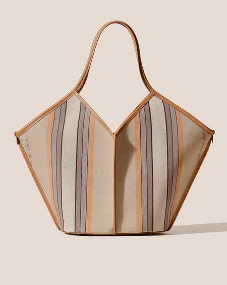 CALELLA STRIPED - Leather-trimmed Tote Bag