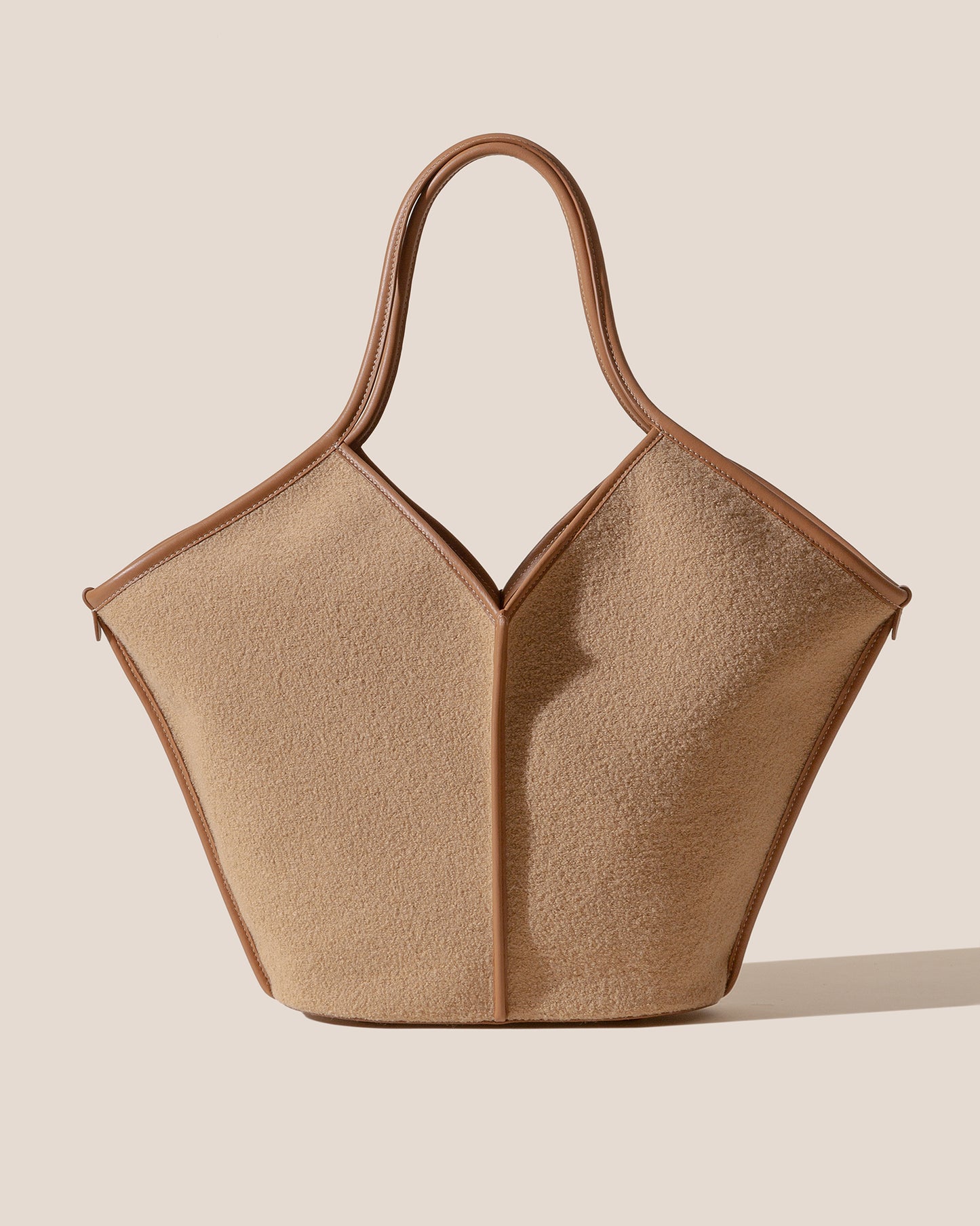 CALELLA WOOL - Leather-trimmed Tote Bag