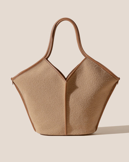 CALELLA WOOL - Leather-trimmed Tote Bag
