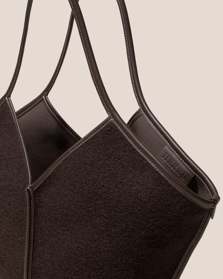 CALELLA WOOL - Leather-trimmed Tote Bag