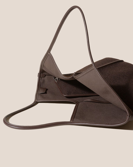 CALELLA WOOL - Leather-trimmed Tote Bag