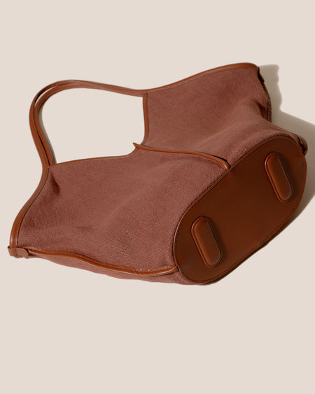CALELLA SOFT LINEN - Leather-trimmed Tote Bag