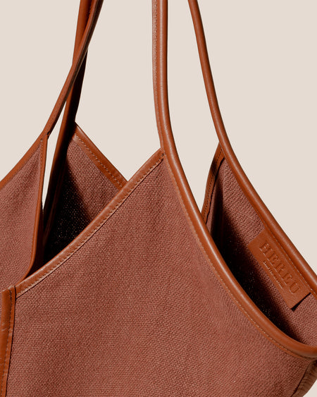 CALELLA SOFT LINEN - Leather-trimmed Tote Bag