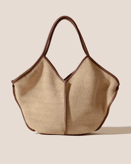CALELLA SOFT RAFFIA - Leather-trimmed Tote Bag