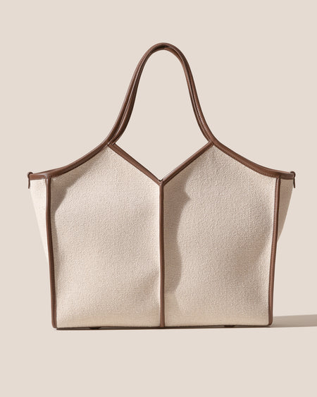 CALELLA SQUARED MEDIUM CANVAS - Leather-trimmed Tote Bag