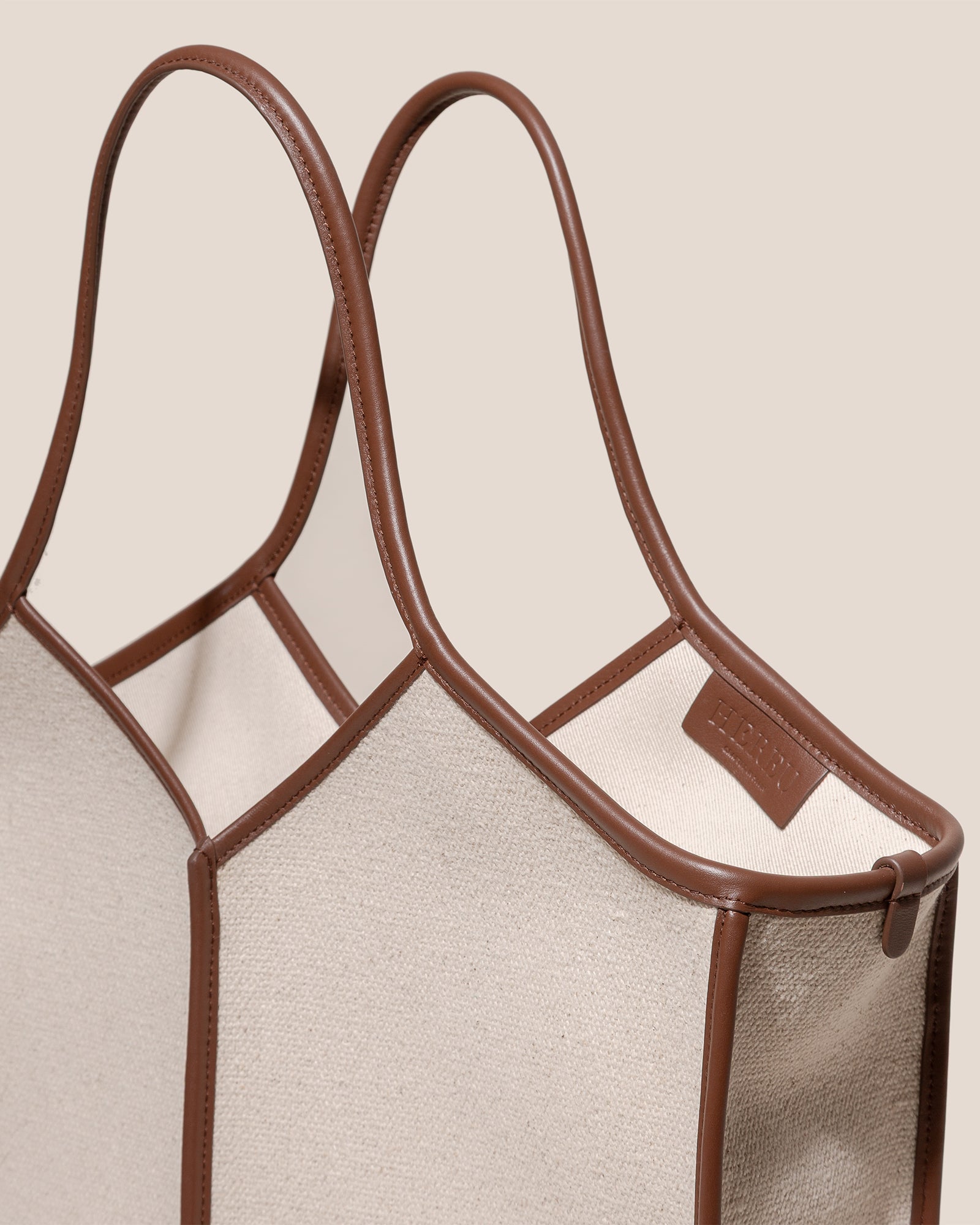 CALELLA SQUARED MEDIUM CANVAS - Leather-trimmed Tote Bag