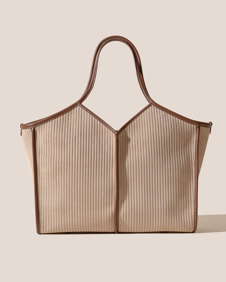 CALELLA SQUARED MEDIUM CORDUROY SUEDE - Leather-trimmed Tote Bag