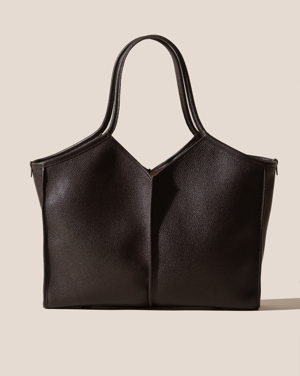 CALELLA SQUARED MEDIUM GRAINY - Leather-trimmed Tote Bag
