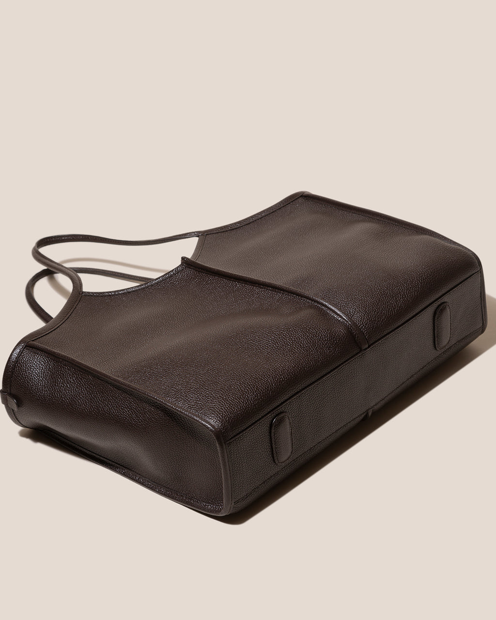 CALELLA SQUARED MEDIUM GRAINY - Leather-trimmed Tote Bag