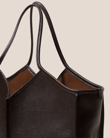 CALELLA SQUARED MEDIUM GRAINY - Leather-trimmed Tote Bag