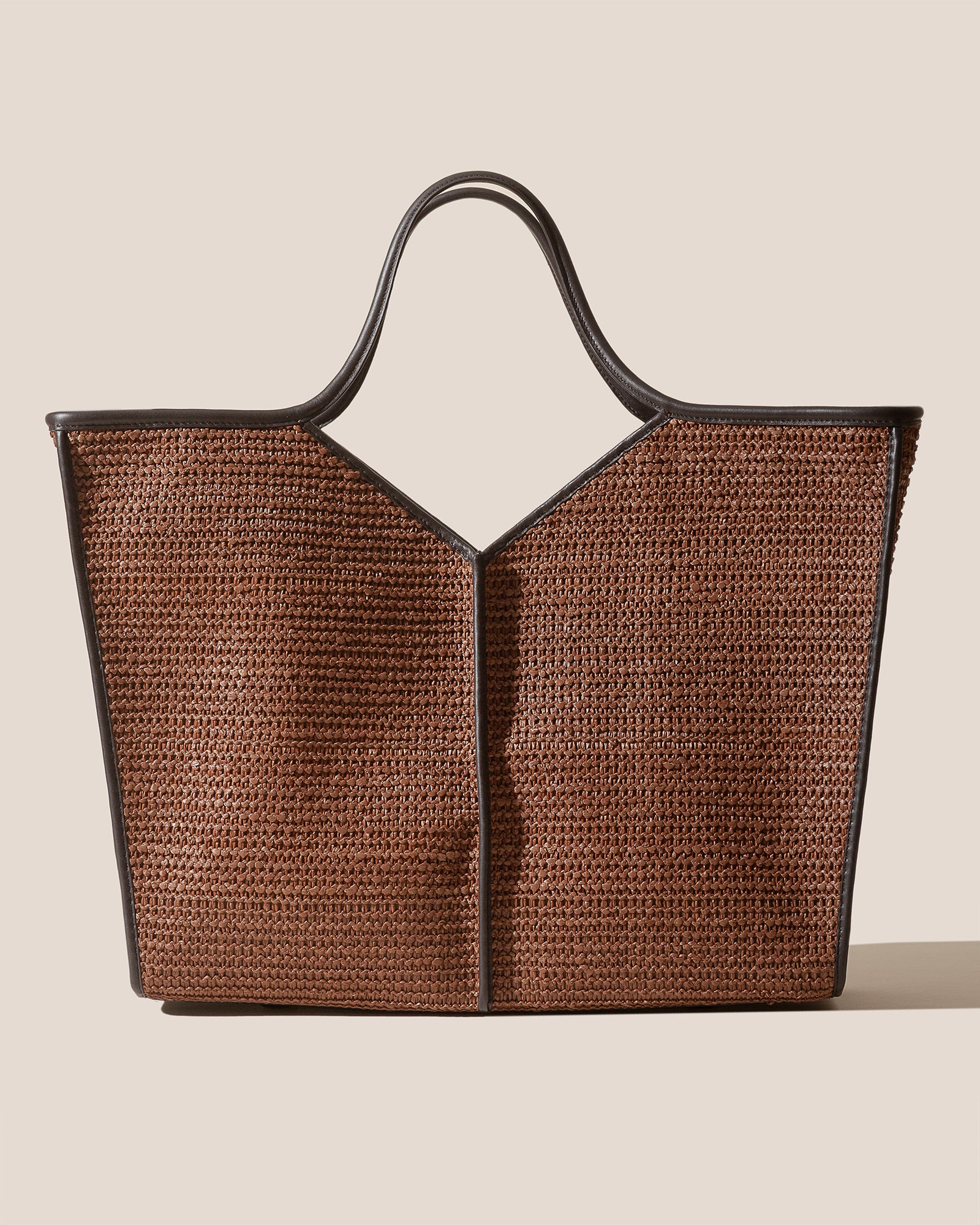 【関税込み】HEREU タン Calella ラフィア トートバッグ CALELLA RAFFIA - Leather-trimmed Tote Bag – Hereu Studio