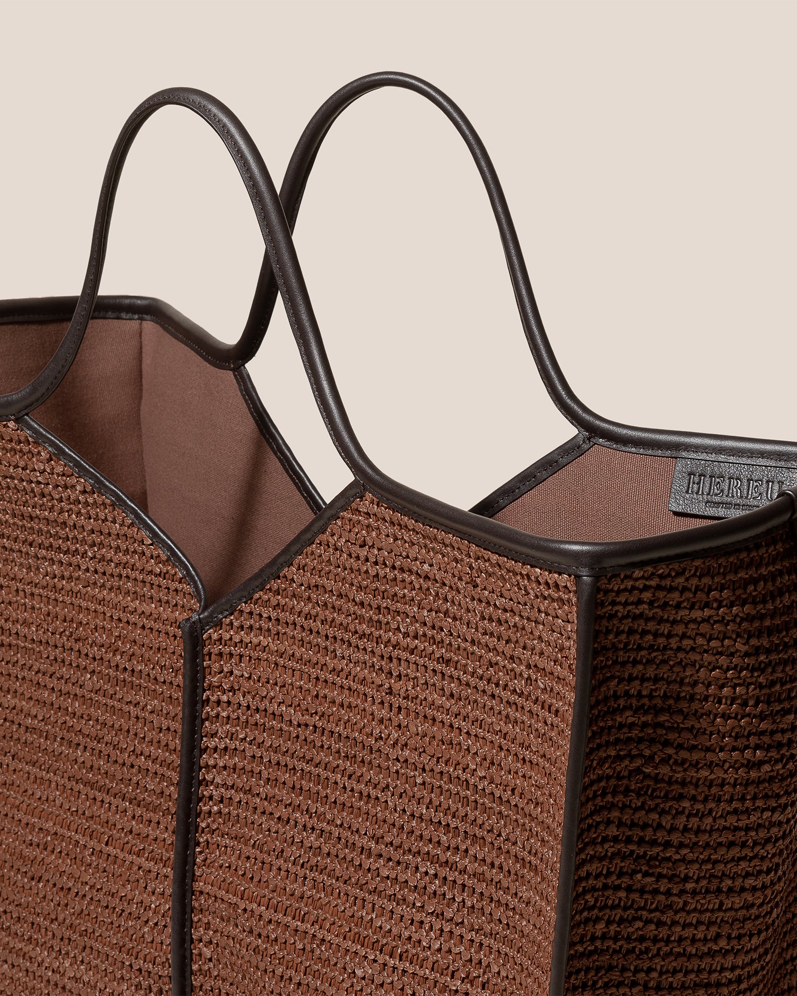 HEREU☆タン Calella ラフィア トートバッグ CALELLA RAFFIA - Leather-trimmed Tote Bag – Hereu Studio