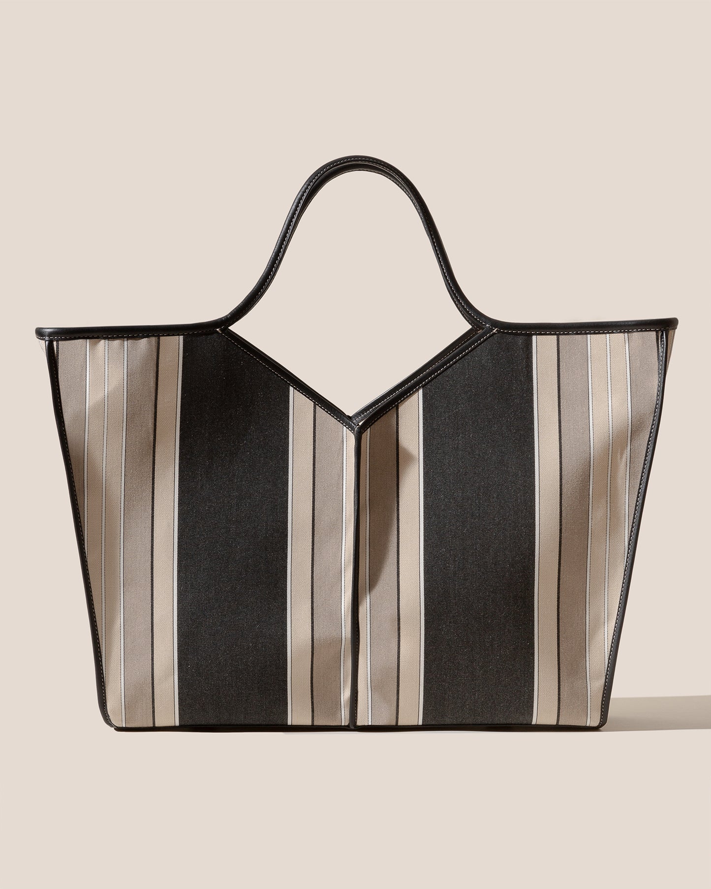 CALELLA SQUARED STRIPES - Leather-trimmed Tote Bag