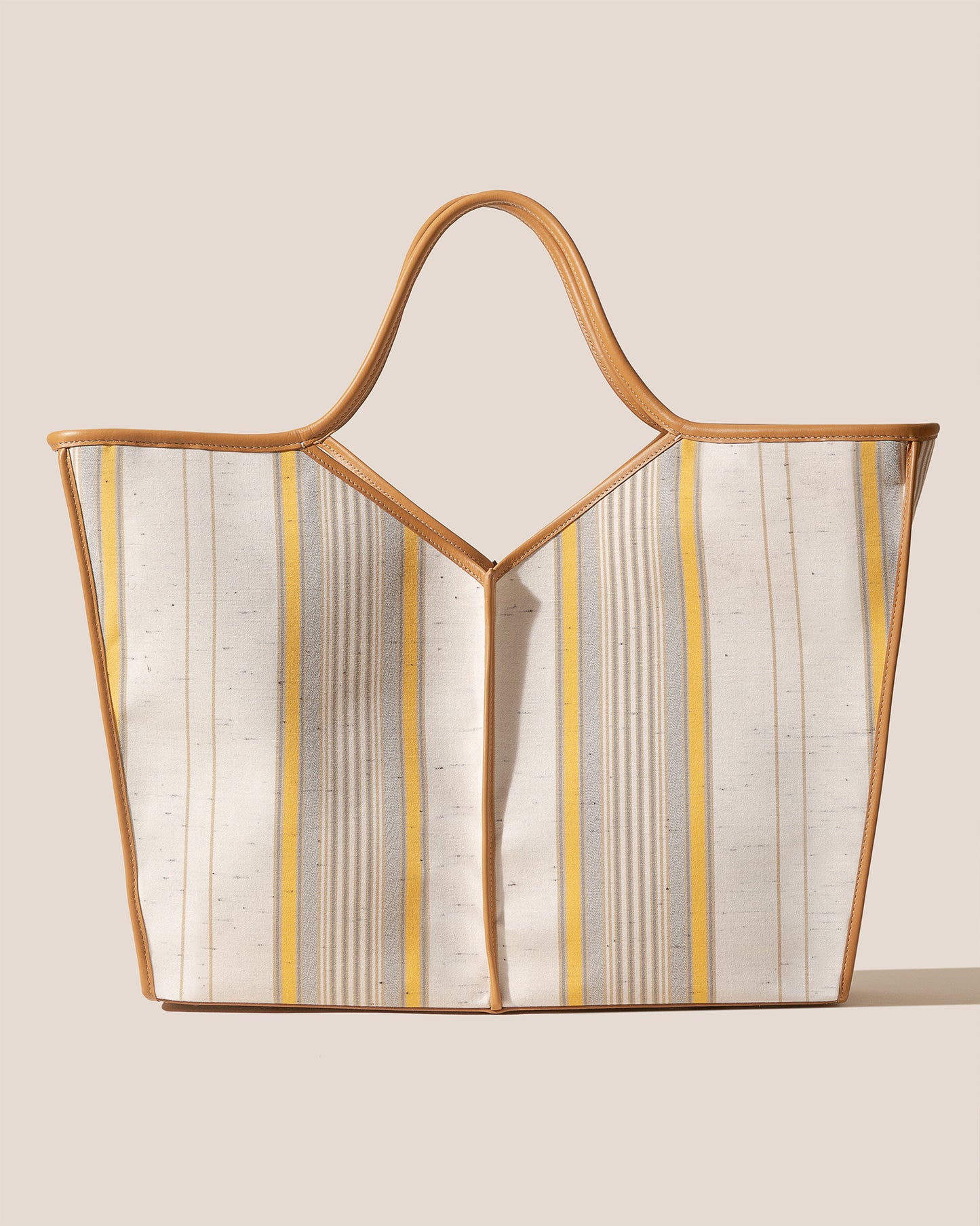 CALELLA SQUARED STRIPES - Leather-trimmed Tote Bag