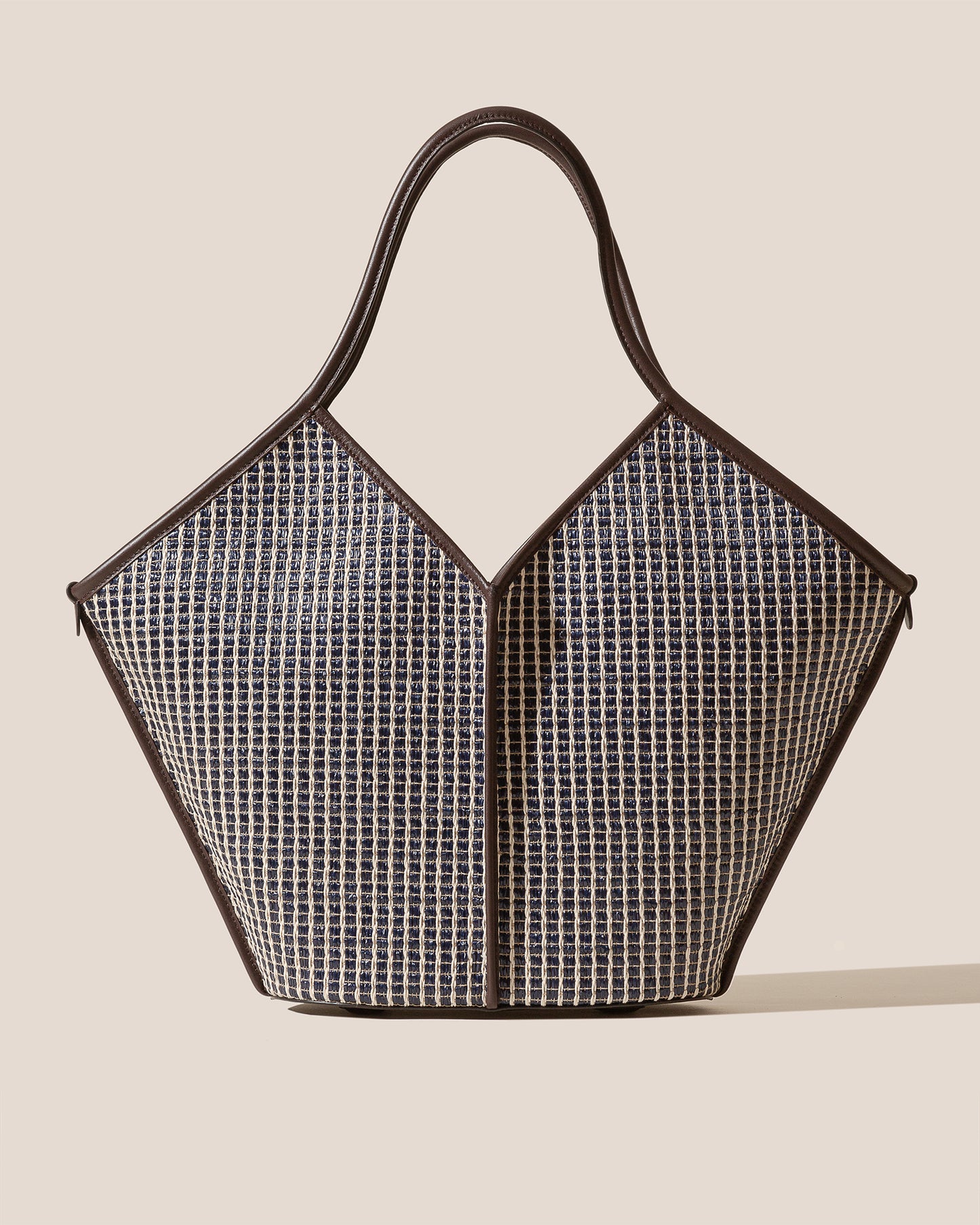 CALELLA STRIPED RAFFIA - Leather-trimmed Tote Bag