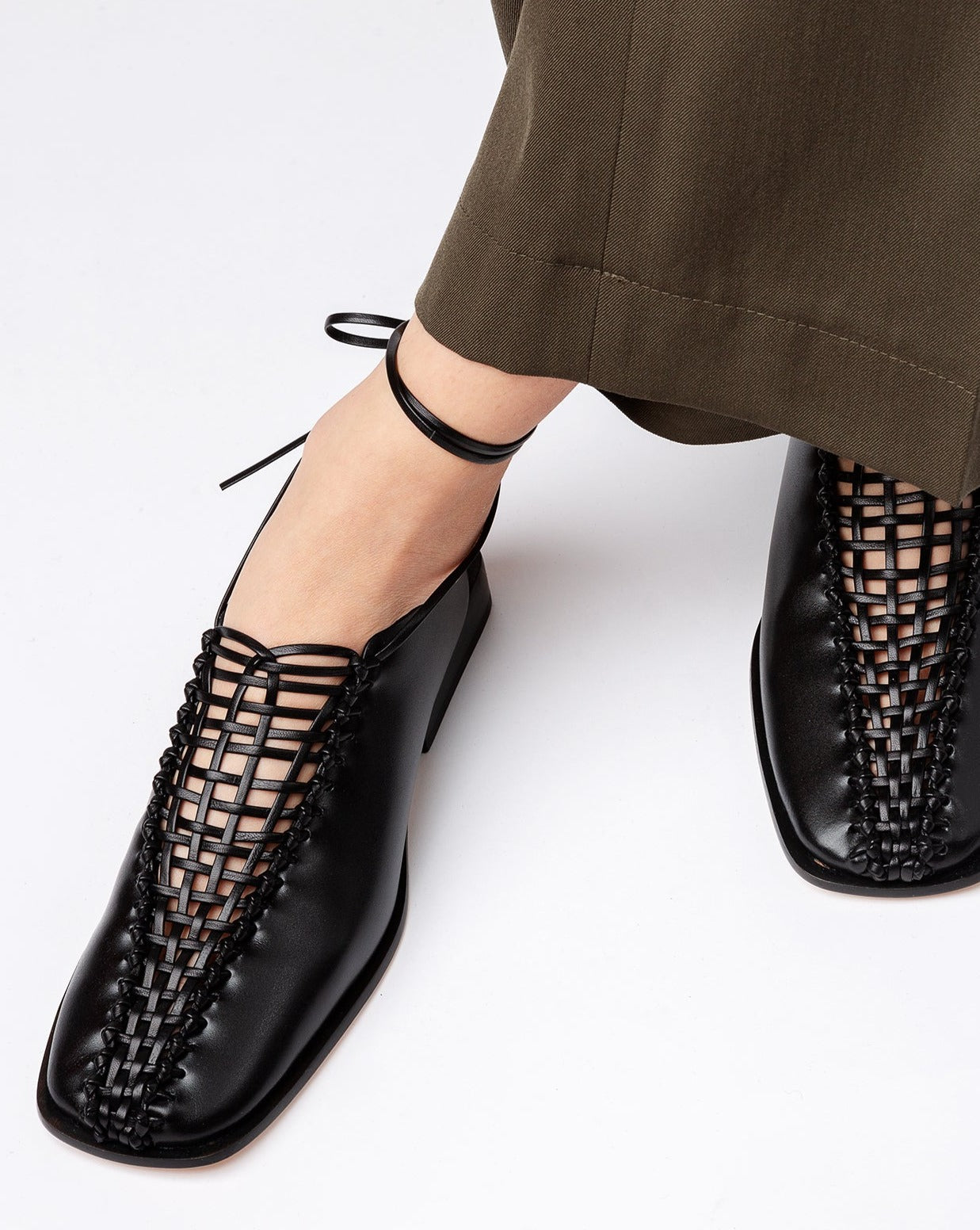 TONIA - Woven Ankle-Lace Mule