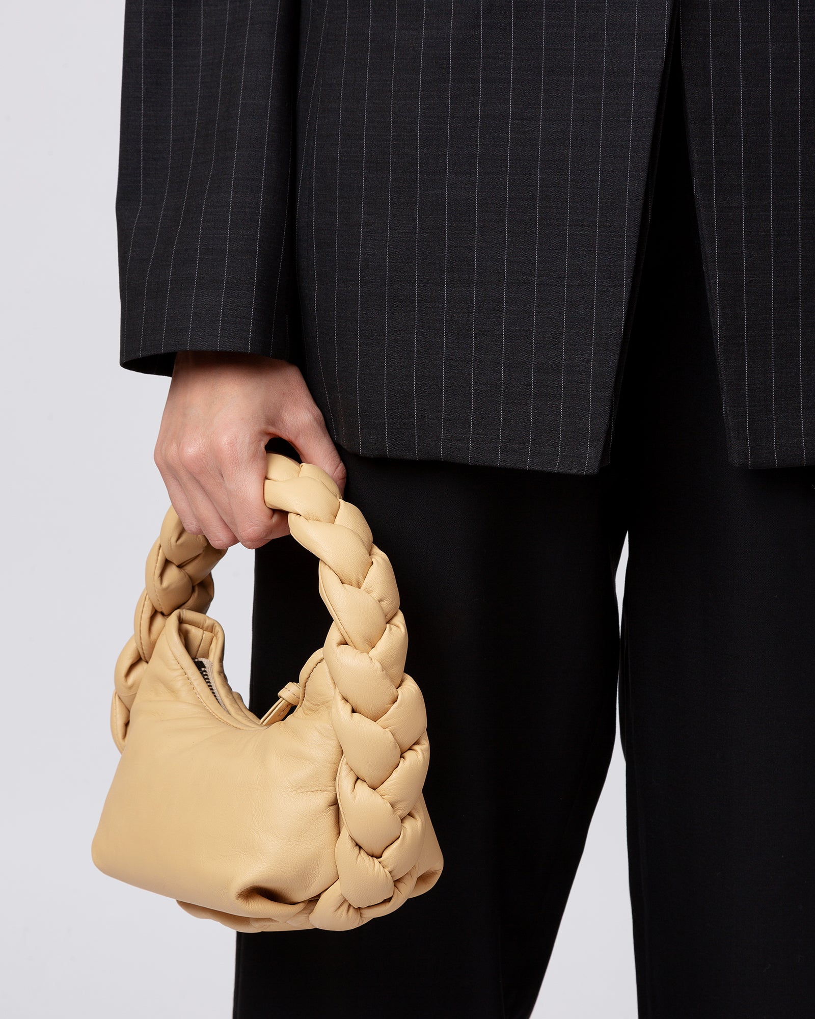 Espiga mini braided handle leather handbag by Hereu